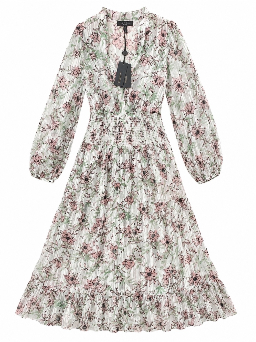 Rag & Bone Calista Floral Maxi Dress S NWT Cottagecore Boho Smocked Garden Party